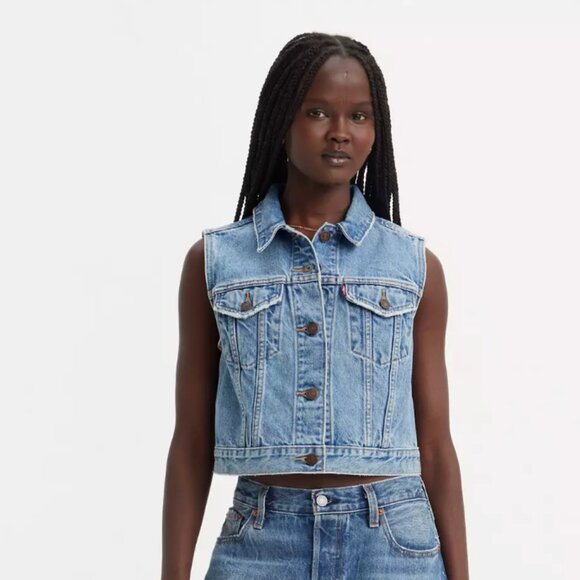 Levi's Blue Denim Vest with Button Front - Picture 2 of 5